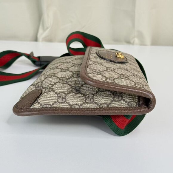 Gucci GG Logo Supreme Neonoe Vintage Bum Bag with Iconic Red & Green Straps - Picture 3 of 11